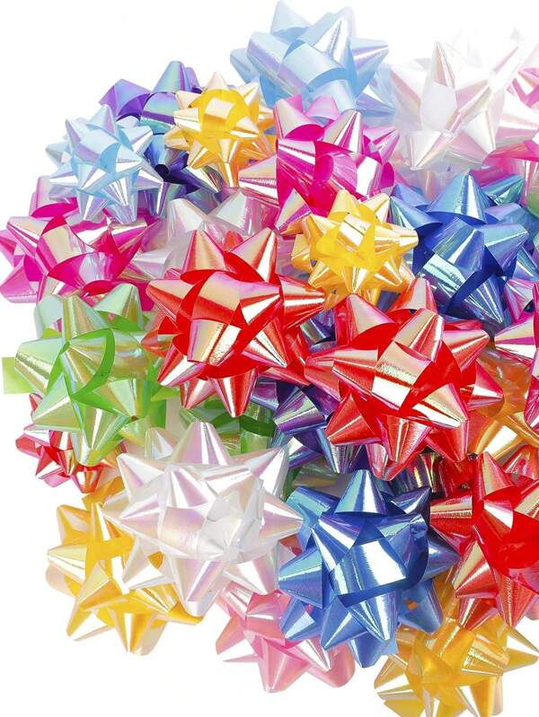 50 Peças Laços de Fita Brilhante para Embrulho de Presente do Dia dos Namorados, Decorações de Laço de 3,8 cm para o Dia dos Namorados, Aniversário, Casamento, Chá de Panela