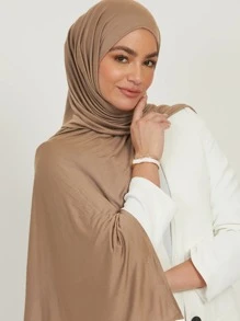 1pc Women's Solid Color Jersey Hijab Scarf, Various Sizes Available Headband For Abaya Women Veil