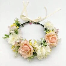 1件装女士发箍，饰有森系风格人造花，是新娘/伴娘婚礼摄影、公主派对、旅行度假、情人节等场合的理想发饰。 - 粉色 - 查看 17