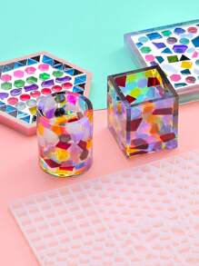 Diy Creative Cup Coaster Mosaic Granule Self-Made Silicone Mold With Storage Box For Making Mosaic Decorations - White - View 1