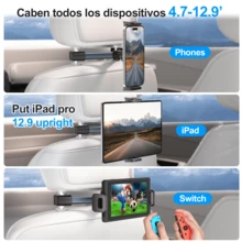 MOONPAI Soporte Tablet Auto,Soporte iPad Auto,Soporte para Tablet Automovil,Tablet de 12-33cm Pulgadas para iPad Pro Mini Air, Kindle,Tab, iPhone 15 14 13 Pro MAX, Switch y Otros Dispositivos - Negro - Ver 6