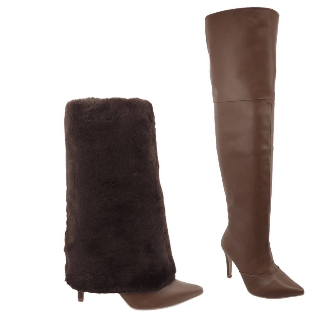 Women Over-The-Knee Boots - 鏽棕色 - 查看 1