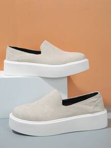 2024 New Casual Round Toe Flat Slip-On Loafers, Soft Sole Thick Bottom Fashion Flat Shoes (Size Runs Small, Suggest Ordering 0.5 Size Up) - Beige - View 7