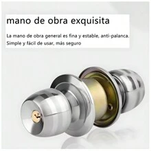 Cerradura Chapa De Perilla De Cromo Acabado Espejo Mate De Níquel Satinado Puerta De Palanca Para Todo Tipo Puerta Madera Aluminio Corrediza de Recamara Principal Residencial Baño Cerradura Con Llave Cerrojo W3901 - Gris - Ver 5