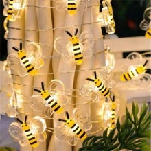 1.25m 10led Copper Wire Light String With Bee Shaped Decoration, Animal Themed Cute Mini String Lights - Clear - View 2