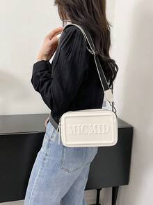 字母壓花正方形包 - 白色 - 查看 9