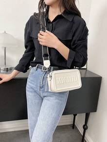 字母壓花正方形包 - 白色 - 查看 10