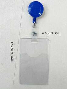 1pc Clear Pvc Hard Card Holder With Retractable Badge Reel & Neck Lanyard For Work Badge, Id Card, Transit Card, Etc. - White - View 3