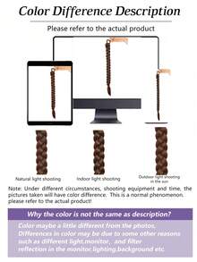 1件兒童合成高溫柔軟頭髮假髮，適用於編辮子和馬尾辮，適合女孩日常穿著，淺啡色 - Light Brown - 查看 8