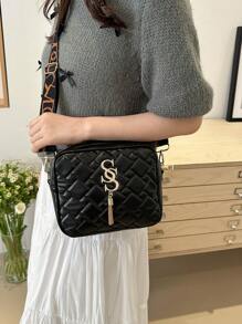 Argyle Chần Vai Dây kéo Cái túi , Chuỗi Dây đeo Túi đeo chéo Túi đựng điện thoại , Giải trí Túi Vuông Đối với Mỗi ngày - màu đen - Xem 6