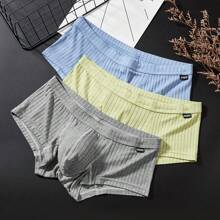 Men's Active Underwear Sexy Low Waist Briefs U Pouch Boxers Striped Shorts Underpants - 藍色 - 查看 3