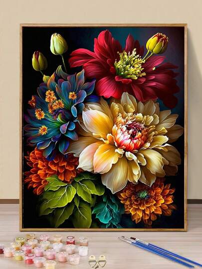 1pc Multicolor Frameless Digital Oil Painting 40x50cm/16x20in With Pigments And Brushes, DIY Painting Kit With Simple And Easy-To-Follow Steps Of Acrylic Pigments, An Artistic Craft For Home Decor And Stress-Relieving Best Gift For Painting Beginners And Adults