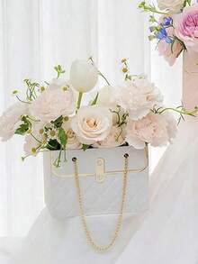 1 Pieza Bolsa De Transporte Para Flores, Caja De Regalo Para Llevar, Envoltorio De Papel Para Floristería - Blanco - Ver 7