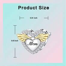 Silver Plated Charm Love Mom Angel Wings Diamond Gold Beads Charm Pendant Ball Suitable For Bracelets DIY Women's Jewelry