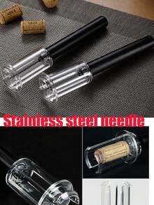 1入紅酒氣壓式開瓶器,針式開瓶器,塑料管,真空泵,壓力針氣壓式開瓶器 - 黑色 - 查看 5