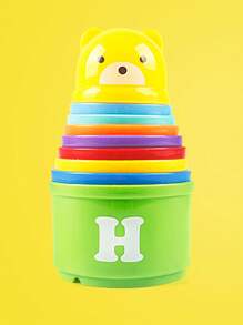 9入組優格杯啟蒙玩具，包括: 有趣的拼圖、手眼協調和數字、字母和顏色的認知學習。隨機組裝部件、圖案、顏色、尺寸和包裝。學校、學生、文具、學用品 - 彩色 - 查看 8