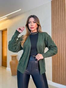 Women Cardigans - Army Green - View 2