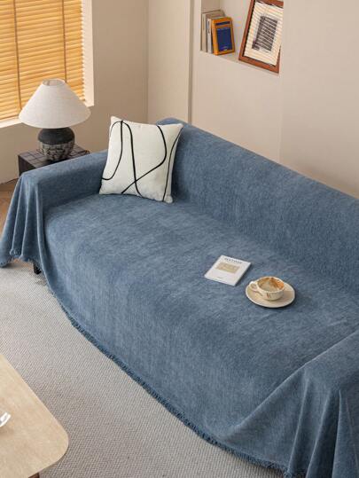 1pc Simple Solid Color Anti-Slip Sofa Cover All-Inclusive Universal Stretch Couch Cover