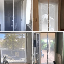 Cortina de puerta magnética reforzada sin herramientas, mosquitera antiinsectos, cortina de partición de mosca, malla de cierre automático - Blanco - Ver 4