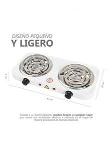 Parrilla Electrica Induccion Estufa Hornilla Doble Termostato Cocina Control de Temperatura  127v - Blanco - Ver 3