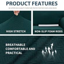 YSTYLE 伸縮式沙發套長椅1/2/3/4人座，帶扶手沙發套防滑，彈性沙發套提花，通用現代沙發套，客廳適用沙發套犬貓保護套 - 墨綠色 - 查看 3