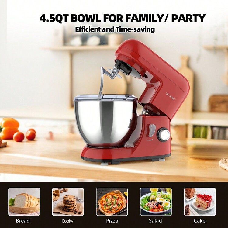 CHEFTRONIC スタンドミキサー、6スピード電動ミキサー CHEFTRONIC 台所用家庭用電動スタンドミキサー 500w 6+pスピード