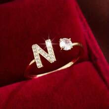 1Pc A-Z Letter Wrap Ring Inlaid Shining You Got An Alphabet To Choose Make Your Call Match Daily Outfits
