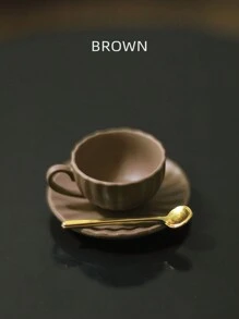 1 Set Puppenhaus Miniatur Kaffeebecher Set, 1:12 Maßstab Miniatur Küchenzubehör, Inklusive Leeren Becher, Löffel Und Teller