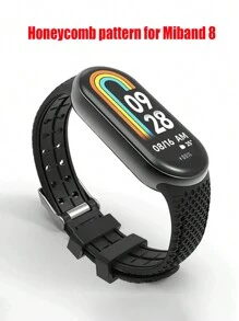 1pc Men Women Bamboo Joints Strap Compatible With Xiaomi Mi Band 7 6 5 4 3 , Honeycomb Texture Compatible With Mi Band 8 Bracelet Sport Belt Silicone Watchband Replacement Smartwatch Bracelet Compatible With Xiaomi Mi Band 3 4 5 6 7 8 Strap Red