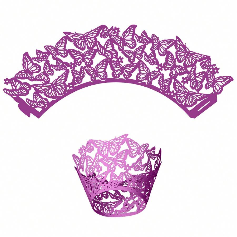 50Pcs Hollow Cake Rim Baking Cupcake Paper Lace Cake Decorations