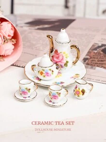 娃娃屋微型陶瓷茶具1:12比例模擬廚房玩具裝飾品 - 彩色 - 查看 2