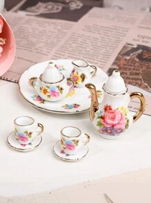 娃娃屋微型陶瓷茶具1:12比例模擬廚房玩具裝飾品 - 彩色 - 查看 4