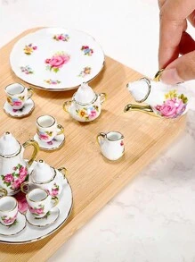 娃娃屋微型陶瓷茶具1:12比例模擬廚房玩具裝飾品 - 彩色 - 查看 3