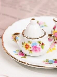 娃娃屋微型陶瓷茶具1:12比例模擬廚房玩具裝飾品 - 彩色 - 查看 6