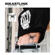 INKARTLINK Kỹ thuật công nghệ Hình xăm , Bán vĩnh viễn Hình xăm , Loại bướm , Không thấm nước , Lâu dài Hình xăm tạm thời , Thực tế Fake Hình xăm , , Ảo thuật Hình xăm - màu đen - Xem 3