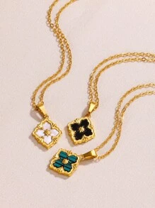 1 Pc Stainless Steel Flower Cross Necklace For Women Vintage Colorful Color Geometric Choker Necklaces Wedding Jewelry Gift Valentines
