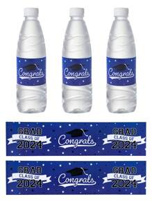 10 etiquetas para botellas de agua de graduación, pegatinas de etiquetas para botellas de agua de clase de 2024 a prueba de agua, etiquetas de botellas de graduación impermeables para órnameto de fiesta de graduación universitaria, decoración de bebidas de botellas de agua para fiesta de graduación - Azul - Ver 2