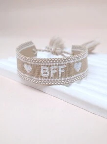 1條刺繡字母boho珠寶友誼手編經典流蘇設計,手工製作,適用於贈送給摯友、聚會、旅遊和日常佩戴等,理想的禮物選擇 - 字母 - 查看 5