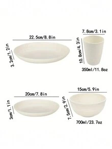16pcs Unbreakable Reusable Pp Plastic Dinnerware Set, Including Plates, Bowls, Cups For 4 People, Suitable For Home Use And Outdoor Picnic - White - View 2