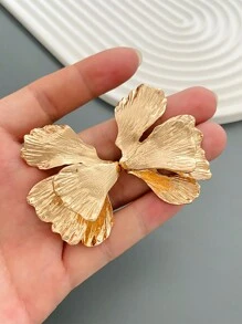 1對法式復古誇張花朵形狀耳環適合日常佩戴 - 金色 - 查看 6