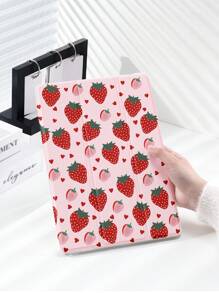 粉色1入組愛心草莓圖案平板電腦保護套，防摔及附筆槽，支援睡眠/喚醒功能，適用於三星、華為、小米及iPad - 彩色 - 查看 2