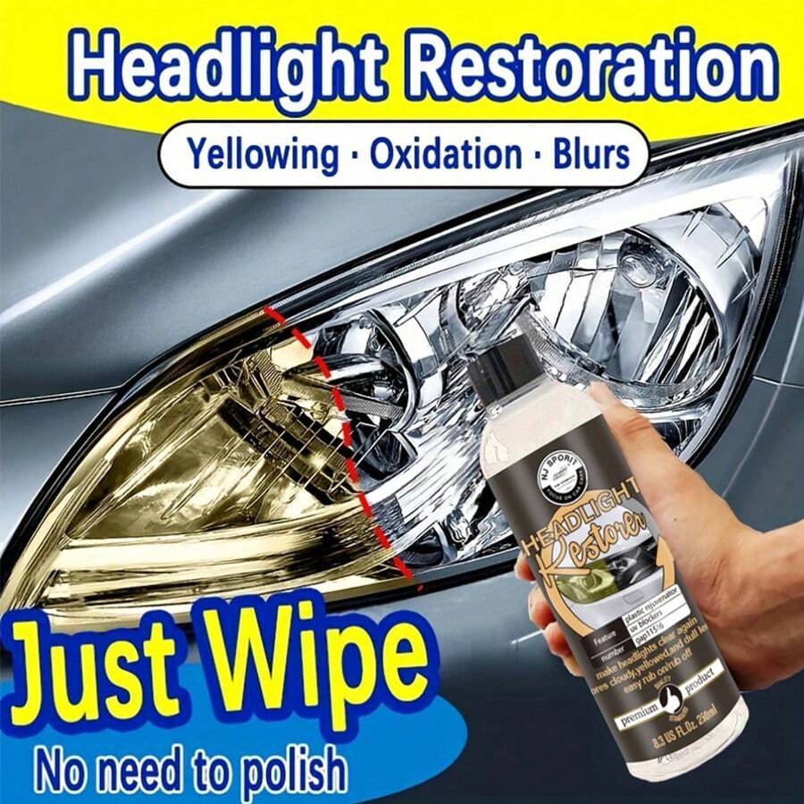 Car Headlight Restoration Liquid Cleaner, 250ml/8.45fl Oz, Unscented
