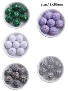 18x20mm 10 Stück Chunky runde bunte Harz Strass Kugelperlen für Bubblegum Halsketten Schmuck - Verschiedenfarbig - Übersicht 5