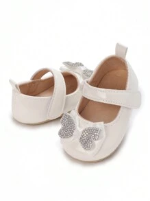 2024 新款防滑公主平底鞋蝴蝶结设计适合0-1岁女婴 - 白色 - 查看 4