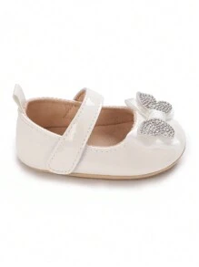 2024 新款防滑公主平底鞋蝴蝶结设计适合0-1岁女婴 - 白色 - 查看 3