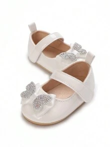 2024 新款防滑公主平底鞋蝴蝶结设计适合0-1岁女婴 - 白色 - 查看 2