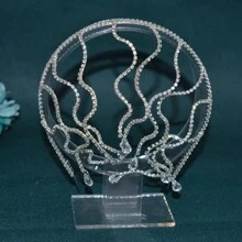 1 buc. Bentiță de mireasă cu strasuri, stil european și american, cerc decorativ pentru păr lucrat manual, potrivită pentru nunți, zile de naștere, petreceri