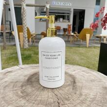 3 件装白色肩压泵非常适合沐浴充气包装 B/洗发水/护发素泵套装，配有防水标签和护手霜/洗面奶可再填充容器，配有 ABS 电泳泵头，适用于家居装饰/浴室配件家居浴室装饰秋季装饰返校 - 白色 - 查看 6