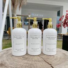 3 件装白色肩压泵非常适合沐浴充气包装 B/洗发水/护发素泵套装，配有防水标签和护手霜/洗面奶可再填充容器，配有 ABS 电泳泵头，适用于家居装饰/浴室配件家居浴室装饰秋季装饰返校 - 白色 - 查看 3