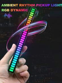 Rgb Sound Control Synchronization Rhythm Light Music Atmosphere Light Car/Home/Office Led Creative Induction Microphone Light With Charging Function, Multiple Dynamic Color Changes, Follows The Sound Of Music - Multi-color - View 3